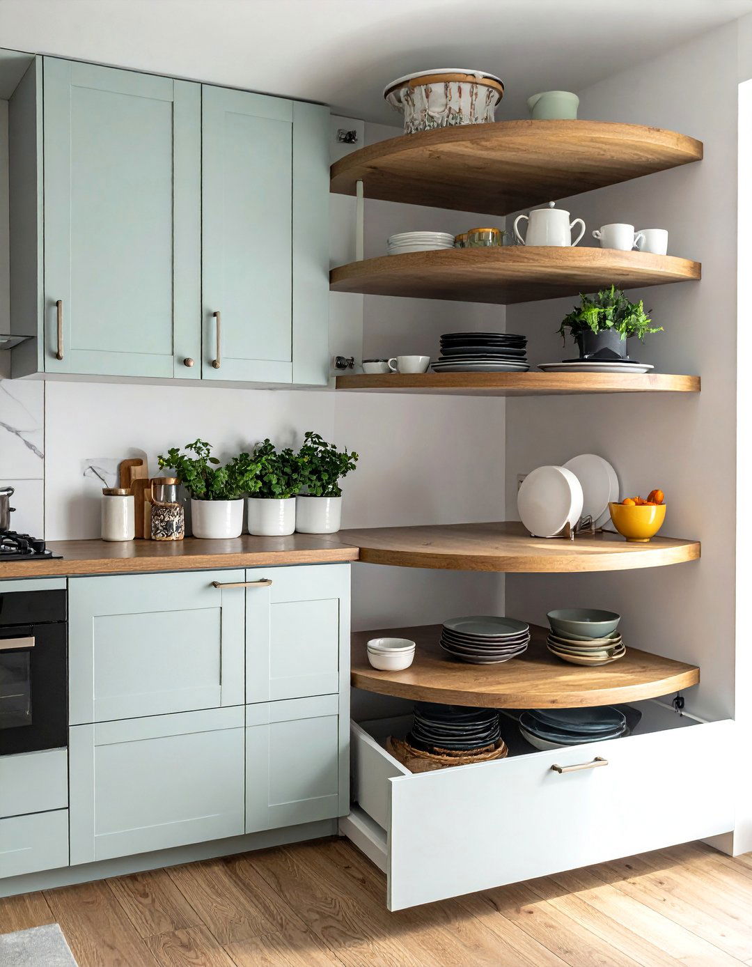 Corner Cabinet Lazy Susans - 40 Small Kitchen Storage Ideas to Maximize Your Space