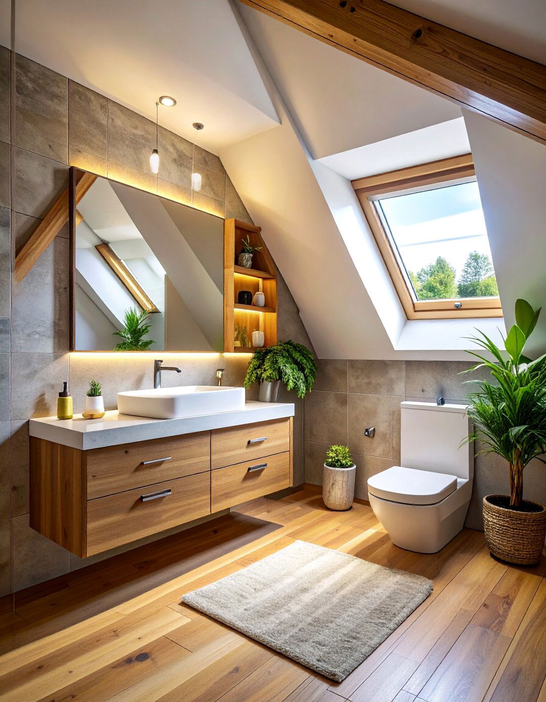 Corner Fixture Efficiency - 15 Creative Sloped Ceiling Attic Bathroom Ideas