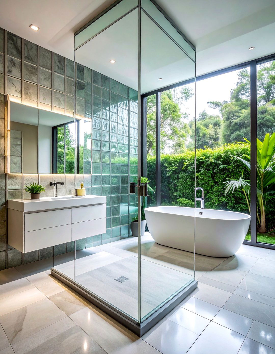 Corner Glass Block Installations - 30 Open Concept Bathroom Ideas for Modern Homes