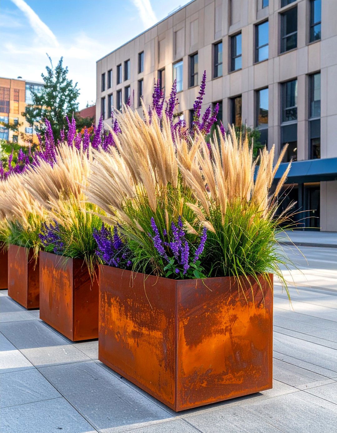 Corten Steel Street Planters - 20 Street Planters to Beautify Your Neighborhood