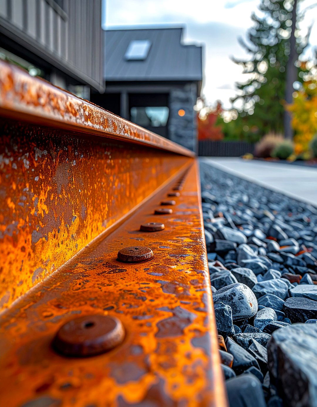 Corten Steel Weathering Borders - 25 Gravel Driveway Edging Ideas for a Polished Finish
