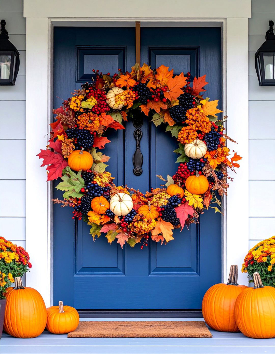 Cottage Front Porch Adorned with Seasonal Wreaths - 15 Creative Cottage Front Porch Ideas for Cozy Homes