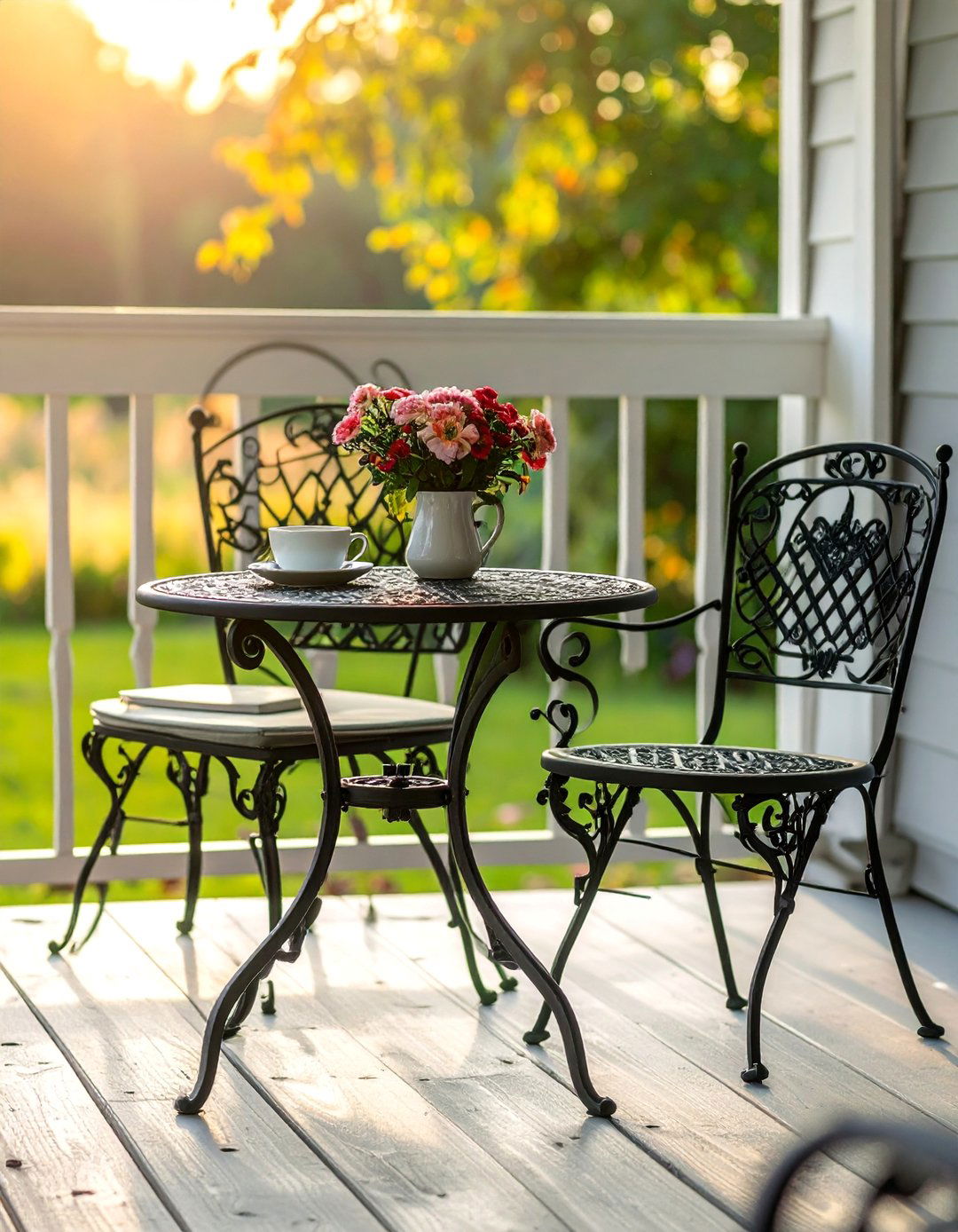 Cottage Front Porch Featuring a Small Bistro Set - 15 Creative Cottage Front Porch Ideas for Cozy Homes
