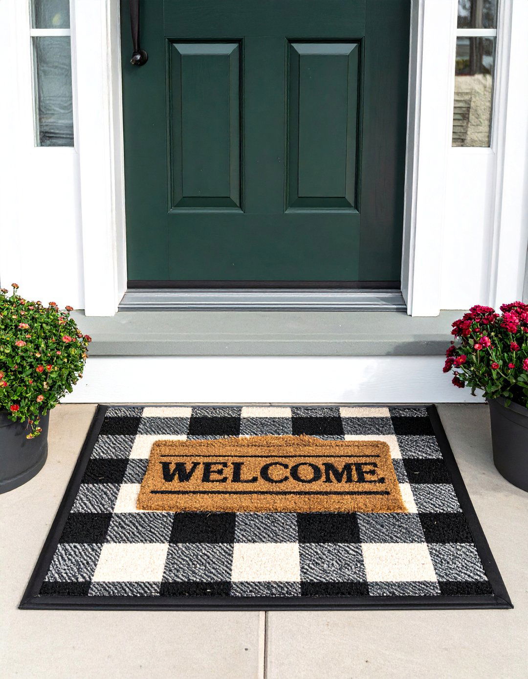 Cottage Front Porch with Layered Welcome Mats - 15 Creative Cottage Front Porch Ideas for Cozy Homes