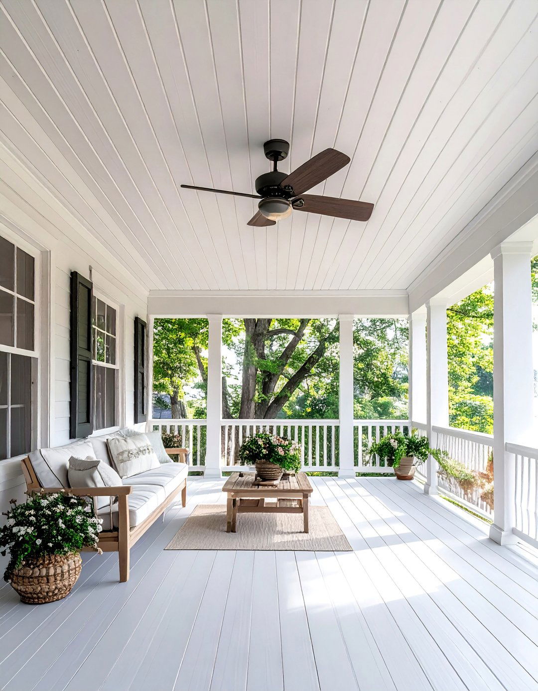 Cottage Front Porch with a Beadboard Ceiling - 15 Creative Cottage Front Porch Ideas for Cozy Homes