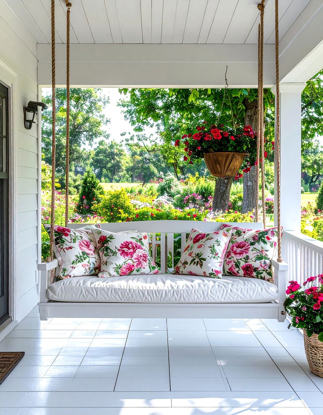 Cottage Front Porch with a Vintage Style Porch Swing - 15 Creative Cottage Front Porch Ideas for Cozy Homes