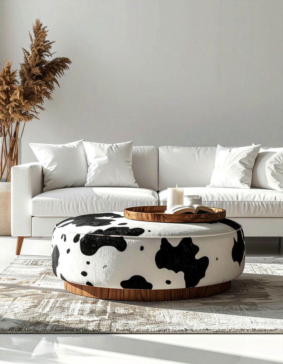 Cow Print Ottoman or Pouf - 15 Cow Print Room Decor Ideas for a Fun and Unique Space