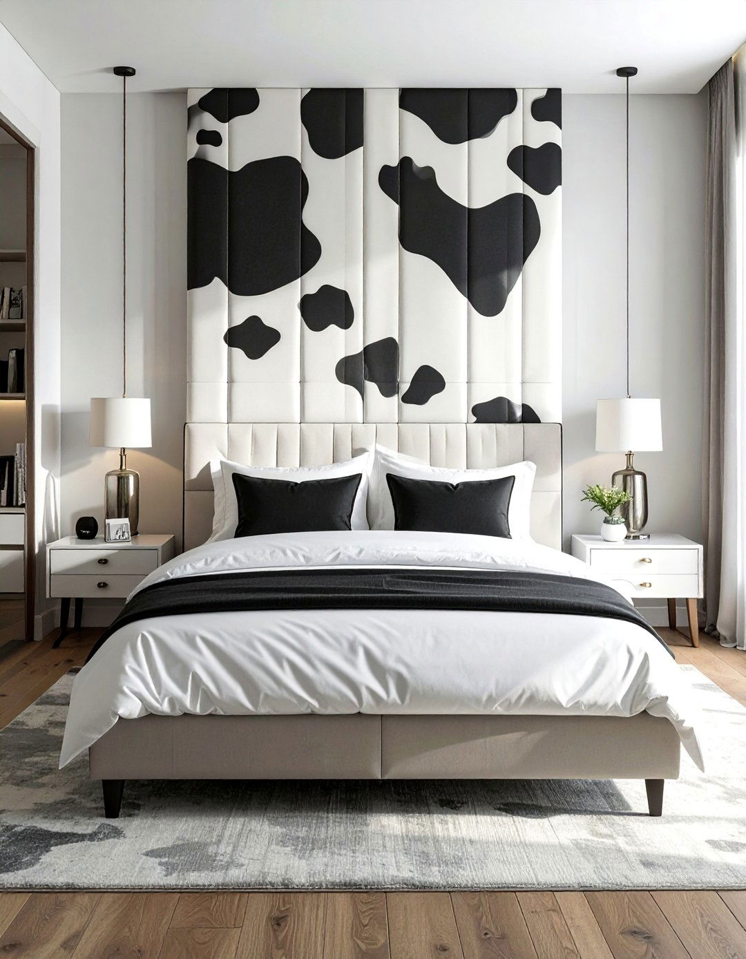 Cow Print Upholstered Headboard - 15 Cow Print Room Decor Ideas for a Fun and Unique Space