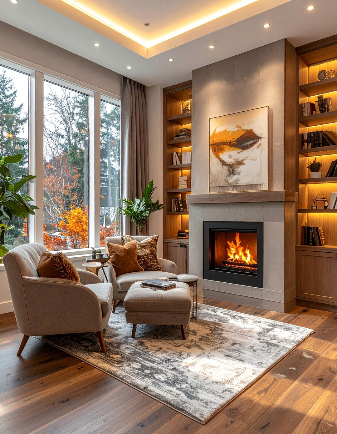Cozy Reading Nook Fireplace Corner - 15 Home Offices With Fireplaces for Cozy Workspaces