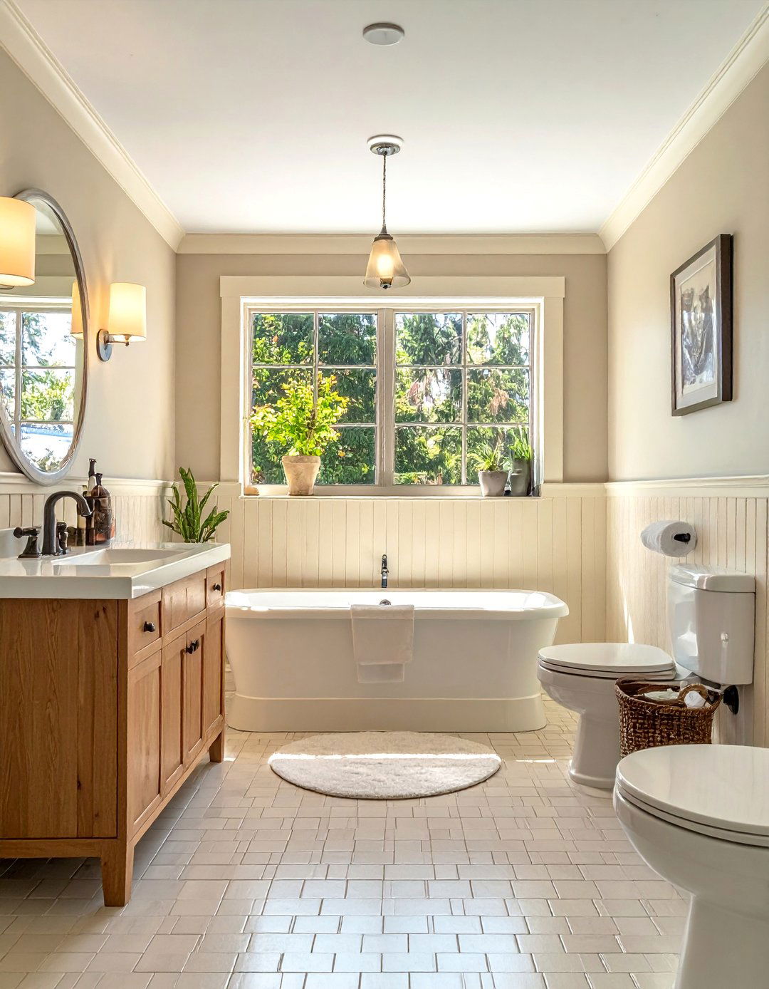 Craftsman Bathroom Featuring Beadboard Paneling - 30 Craftsman Bathroom Ideas for a Classic Design