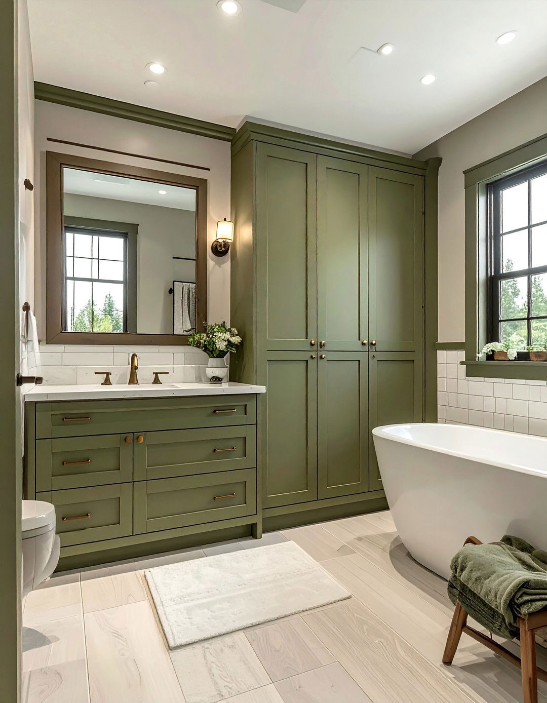 Craftsman Bathroom Featuring Shaker Style Cabinetry - 30 Craftsman Bathroom Ideas for a Classic Design