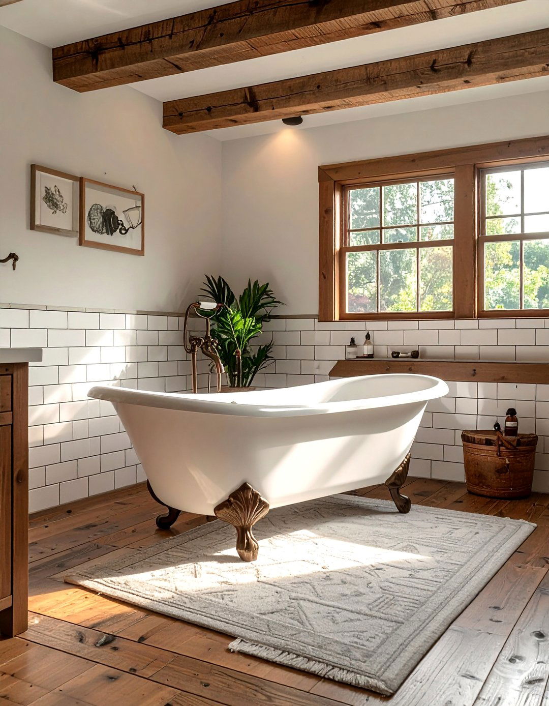 Craftsman Bathroom Featuring a Freestanding Clawfoot Tub - 30 Craftsman Bathroom Ideas for a Classic Design