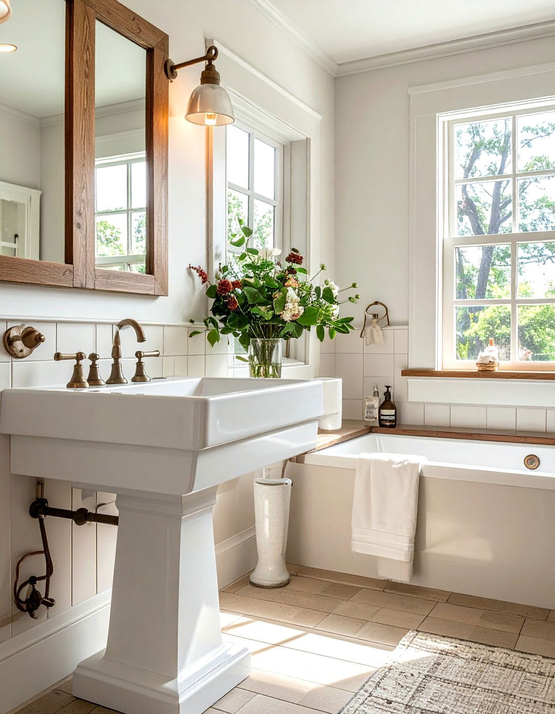 Craftsman Bathroom Featuring a Pedestal Sink - 30 Craftsman Bathroom Ideas for a Classic Design