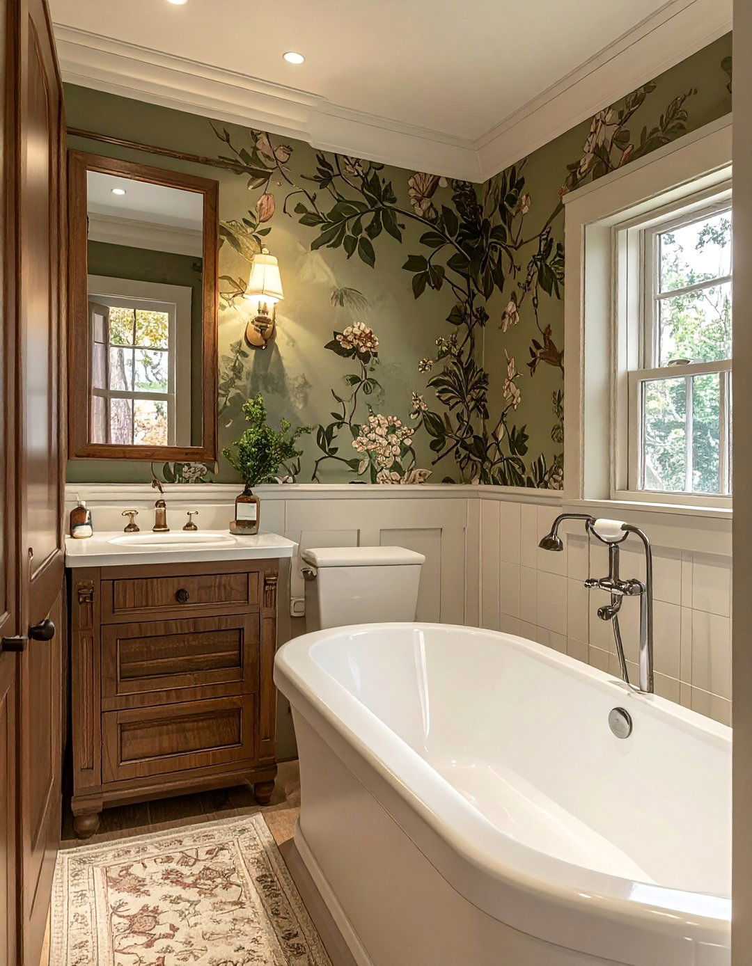 Craftsman Bathroom with Arts and Crafts Wallpaper - 30 Craftsman Bathroom Ideas for a Classic Design