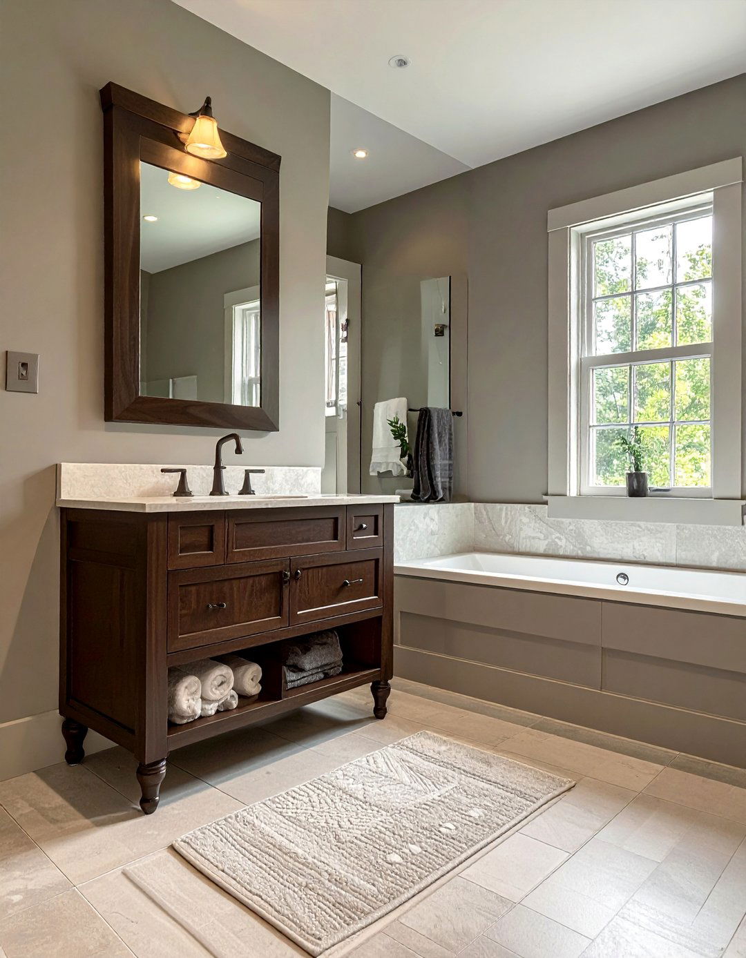 Craftsman Bathroom with Furniture Style Vanity Legs - 30 Craftsman Bathroom Ideas for a Classic Design