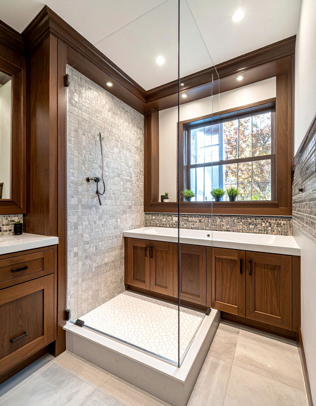 Craftsman Bathroom with a Built In Storage Niche - 30 Craftsman Bathroom Ideas for a Classic Design