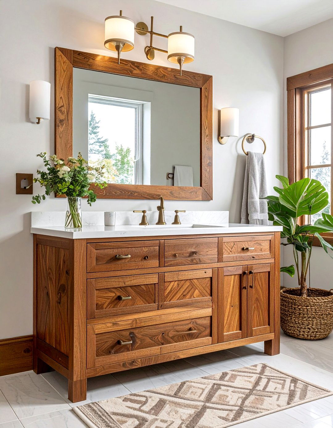 Craftsman Bathroom with a Quarter Sawn Oak Vanity - 30 Craftsman Bathroom Ideas for a Classic Design