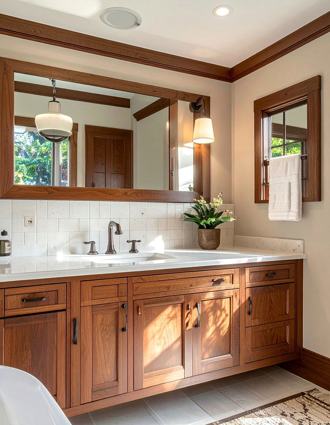 Craftsman Bathroom with a Simple Framed Medicine Cabinet - 30 Craftsman Bathroom Ideas for a Classic Design