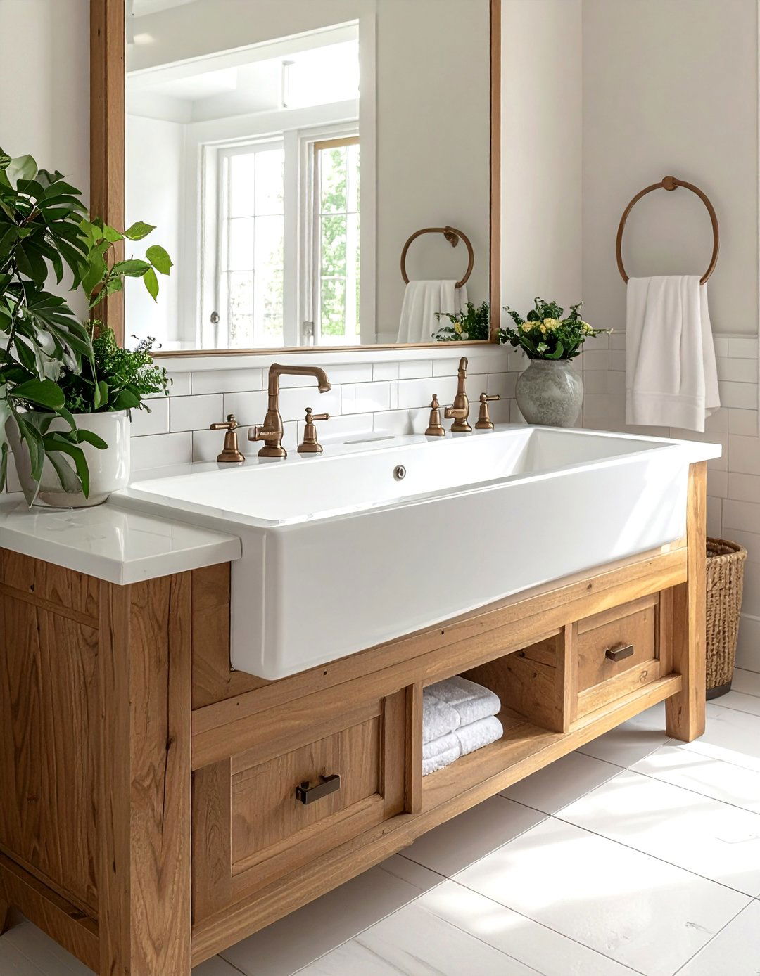 Craftsman Bathroom with a Trough Sink - 30 Craftsman Bathroom Ideas for a Classic Design