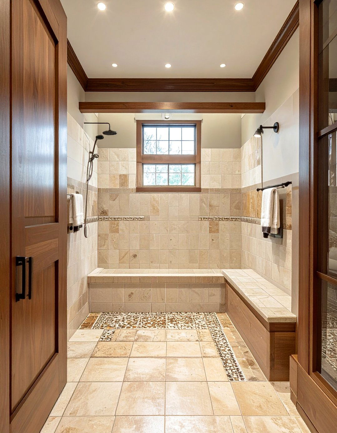 Craftsman Bathroom with a Walk In Shower and Bench - 30 Craftsman Bathroom Ideas for a Classic Design