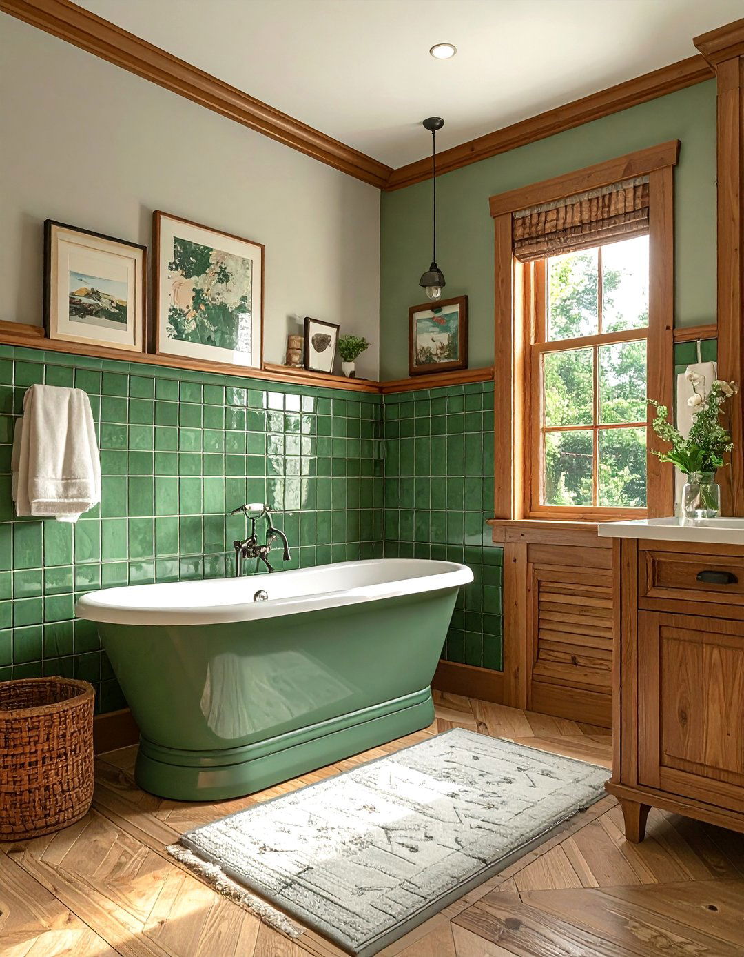 Craftsman Bathroom with an Alcove Bathtub Niche - 30 Craftsman Bathroom Ideas for a Classic Design