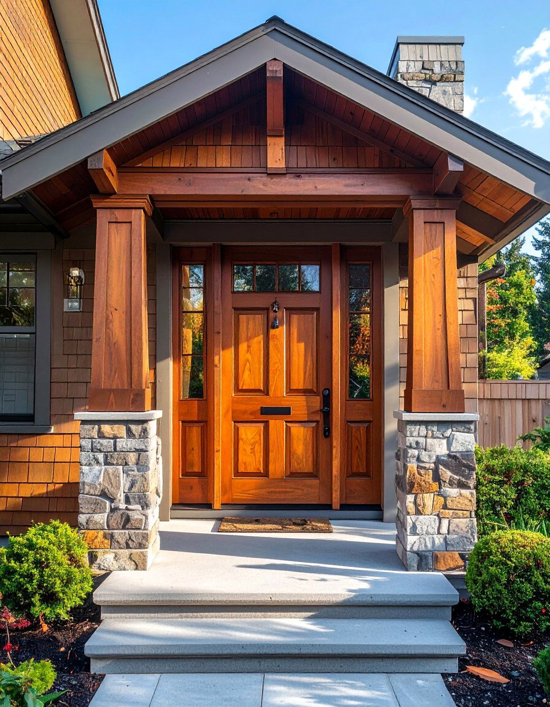 Craftsman Style Douglas Fir Stained Front Door - 25 Elegant Stained Front Door Ideas for Curb Appeal