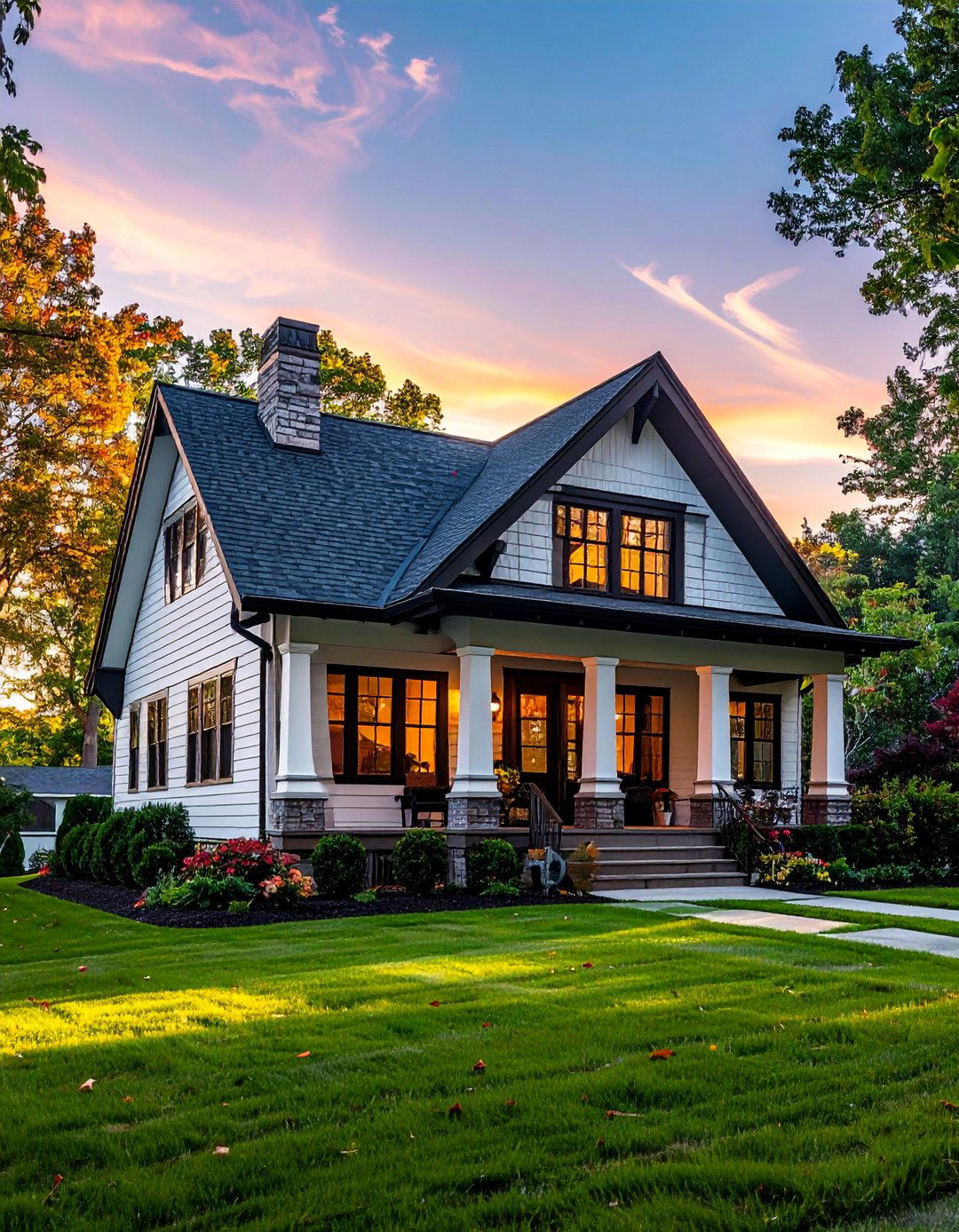 Craftsman White Siding House with Wood Beams - 20 White Siding House Designs for a Clean and Timeless Exterior