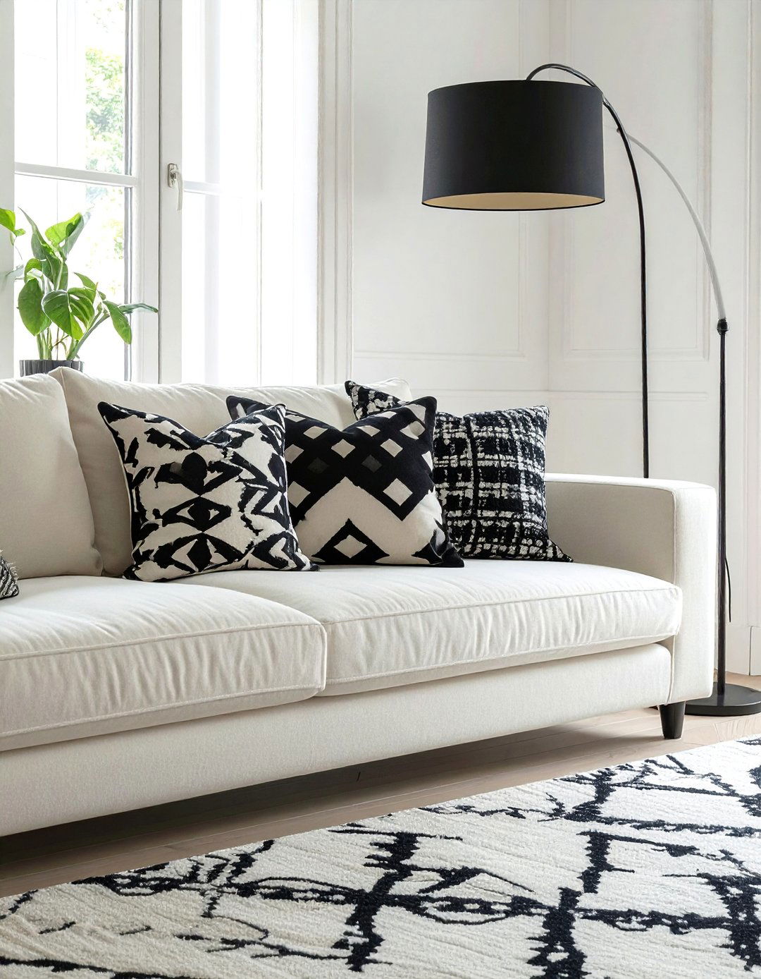 Cream Couch Living Room with Black and White Decor - 20 Cream Couch Living Room Ideas for a Cozy Space