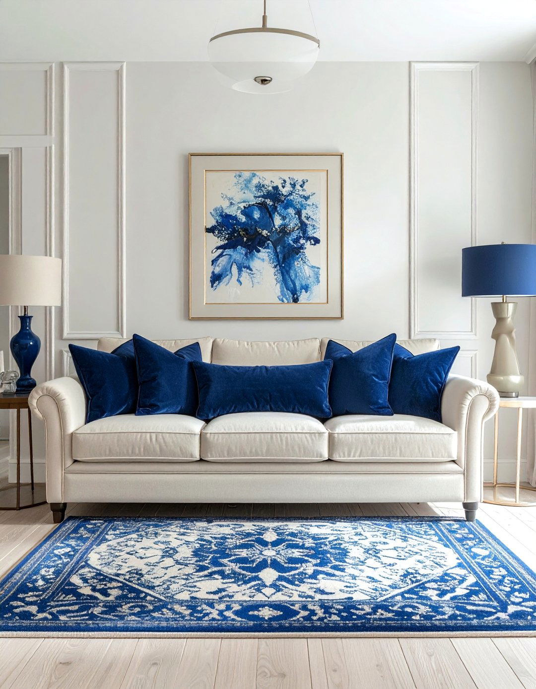 Cream Couch Living Room with Blue Accents - 20 Cream Couch Living Room Ideas for a Cozy Space