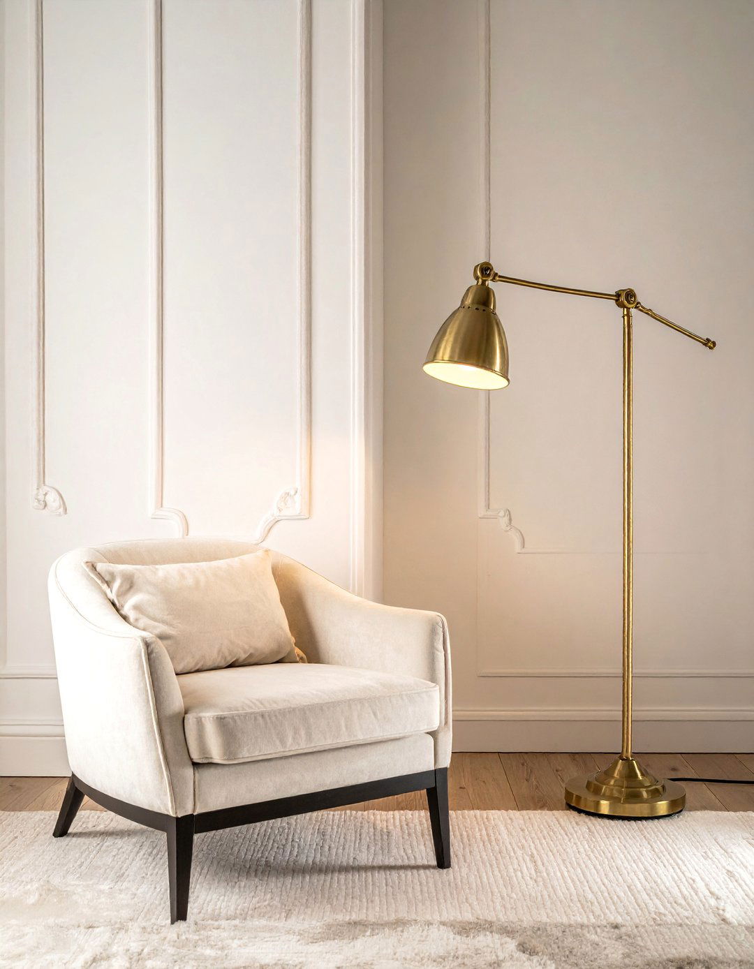 Cream and Gold Living Room with Brass Lighting Fixtures - 20 Cream and Gold Living Room Ideas for Elegance