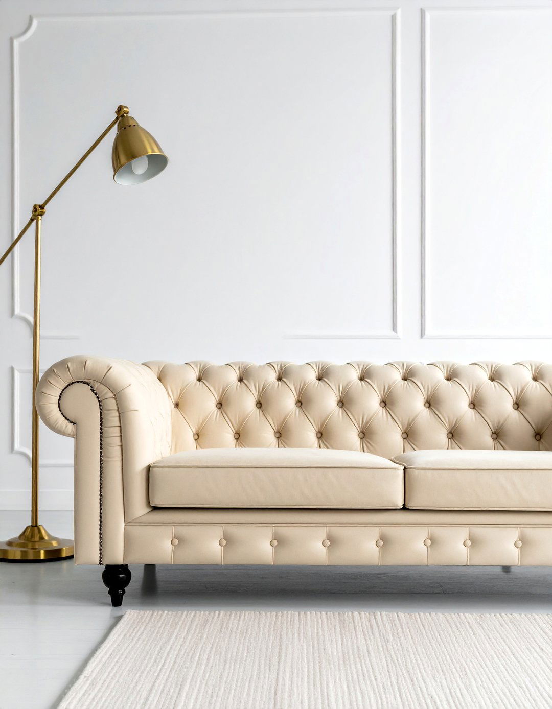 Cream and Gold Living Room with Tufted Furniture - 20 Cream and Gold Living Room Ideas for Elegance