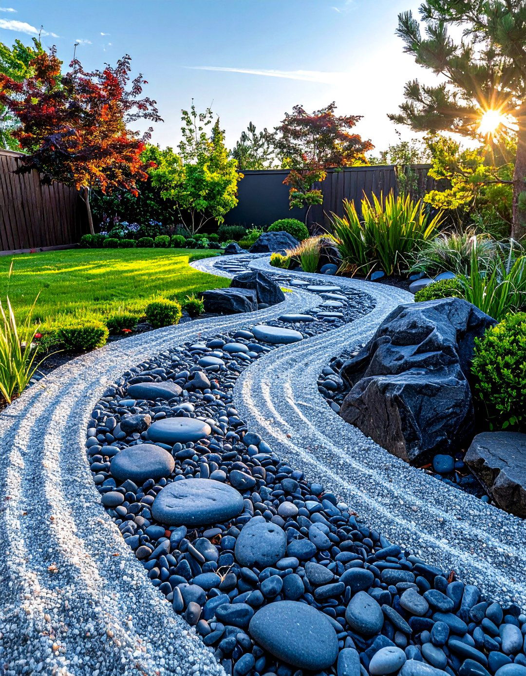 Creating a Dry Stream Bed Zen Garden - 20 Small Zen Garden Ideas for a Peaceful Outdoor Retreat