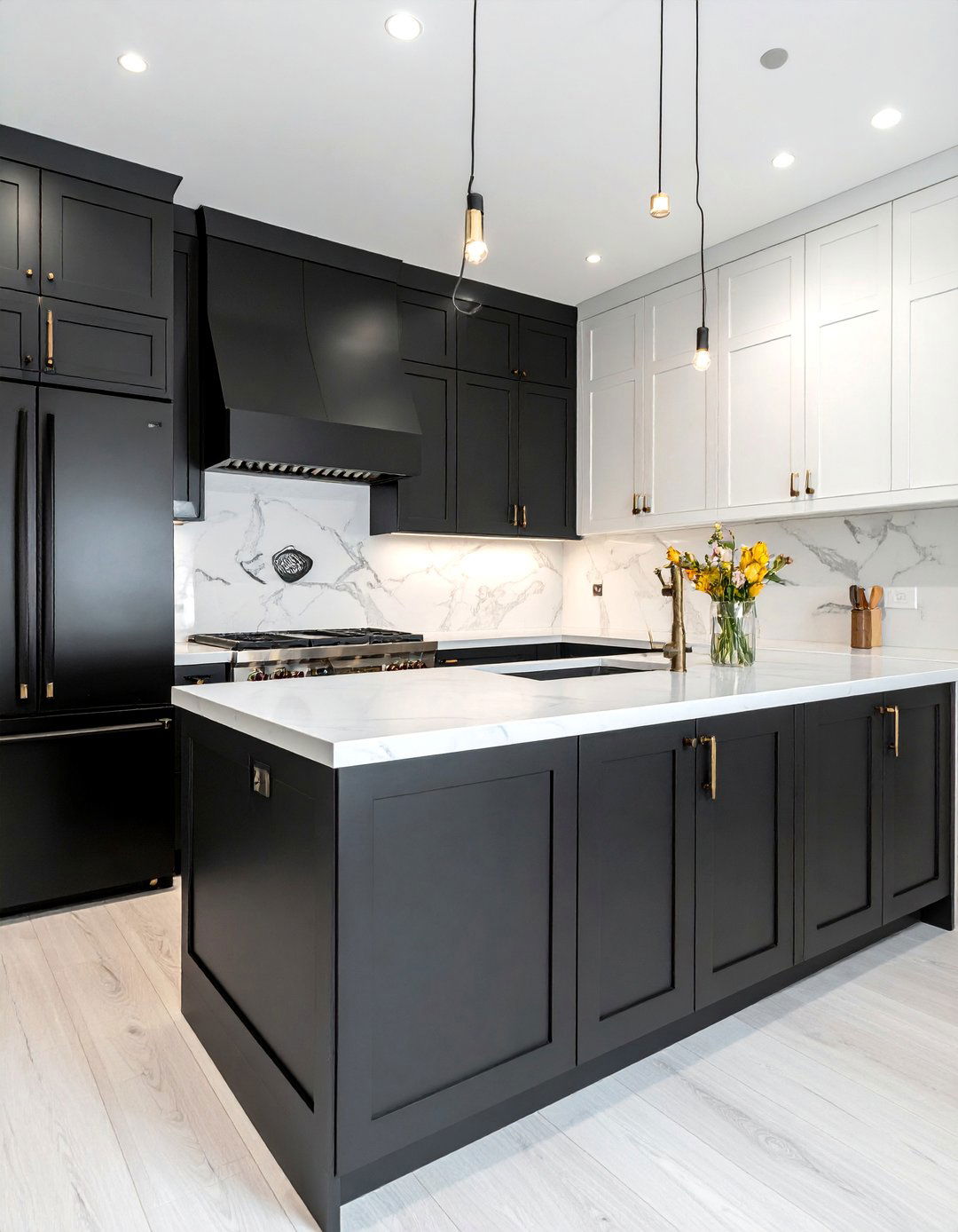 Crisp White Cabinets With Black Appliances - 20 What Color Cabinets Go With Black Appliances Ideas