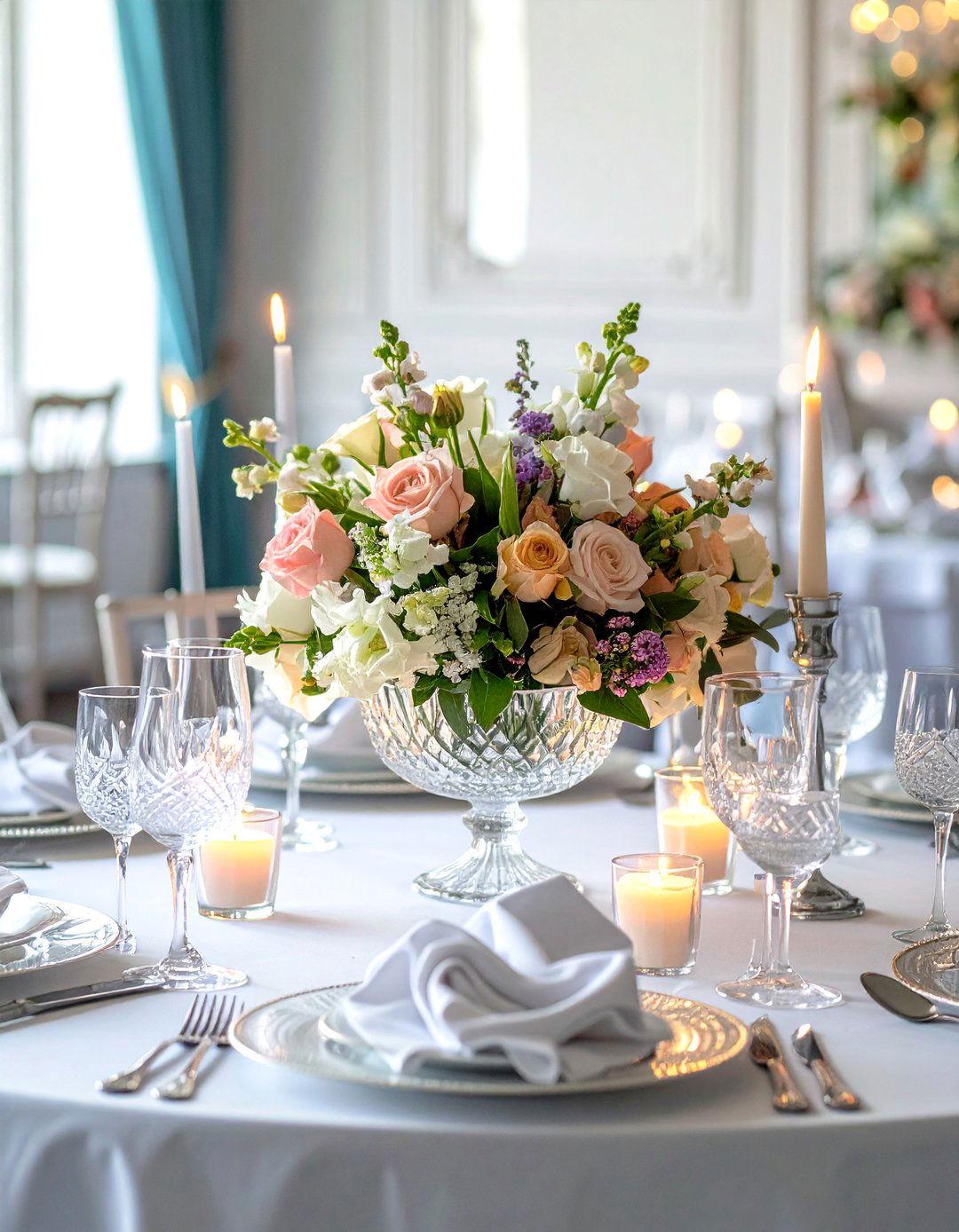 Crystal Accent Arrangements - 30 Rehearsal Dinner Centerpiece Ideas for a Memorable Event