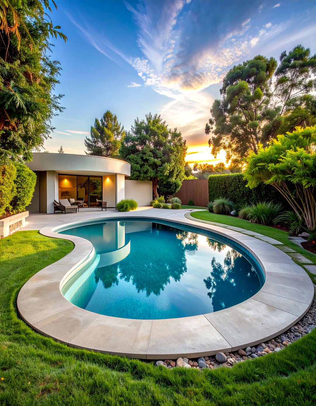 Curved Contemporary Pool with Organic Shapes - 40 Swimming Pool Ideas for a Refreshing Backyard Oasis