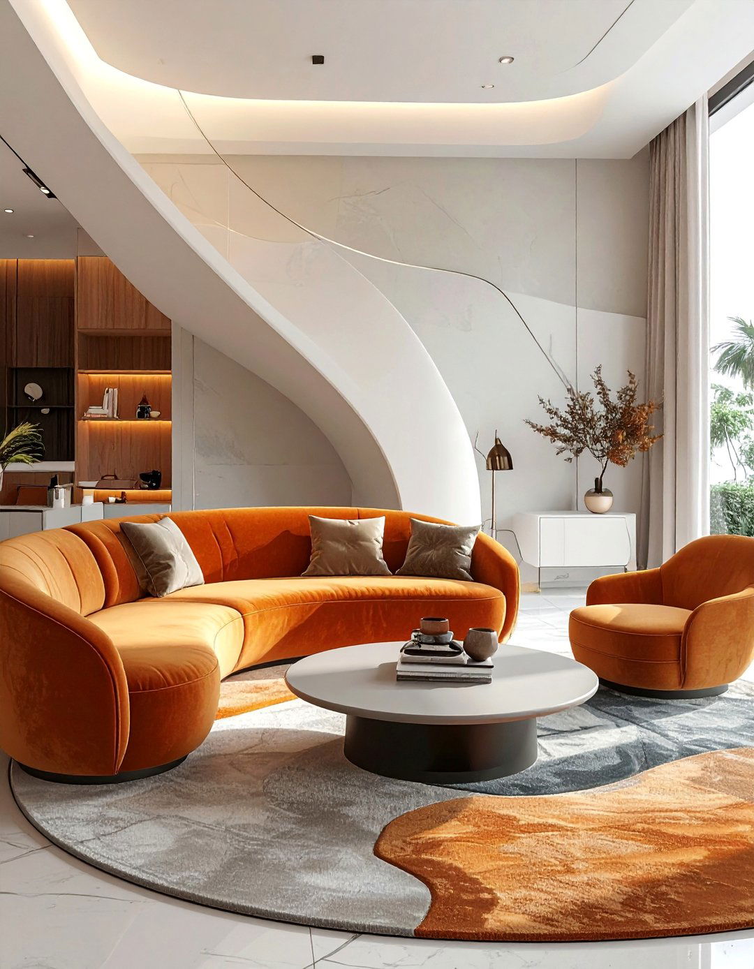 Curved Furniture Organic Flow - 25 Functional Living Room Layout Ideas