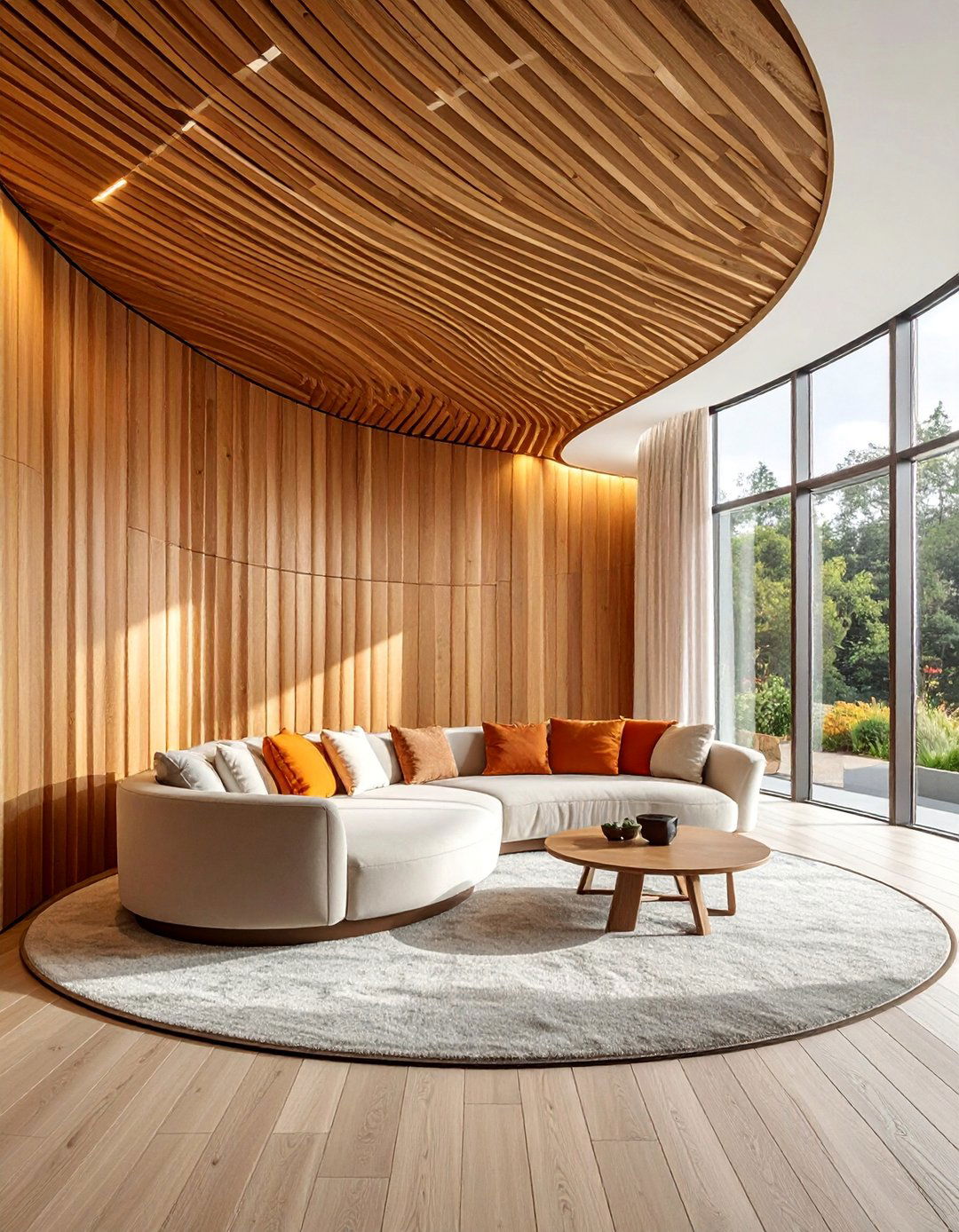 Curved Wood Slat Accent Wall - 40 Wood Slat Accent Wall Ideas for Your Home
