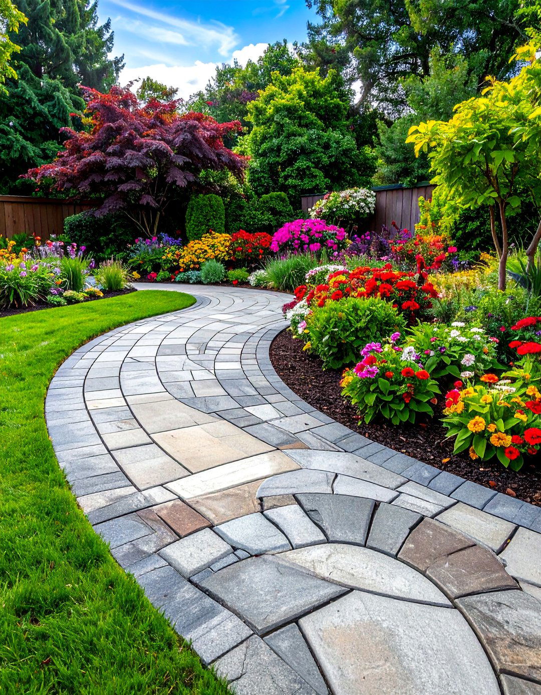 Curved and Freeform Stamped Concrete Patio - 40 Stamped Concrete Patio Ideas for Stylish Outdoor Spaces