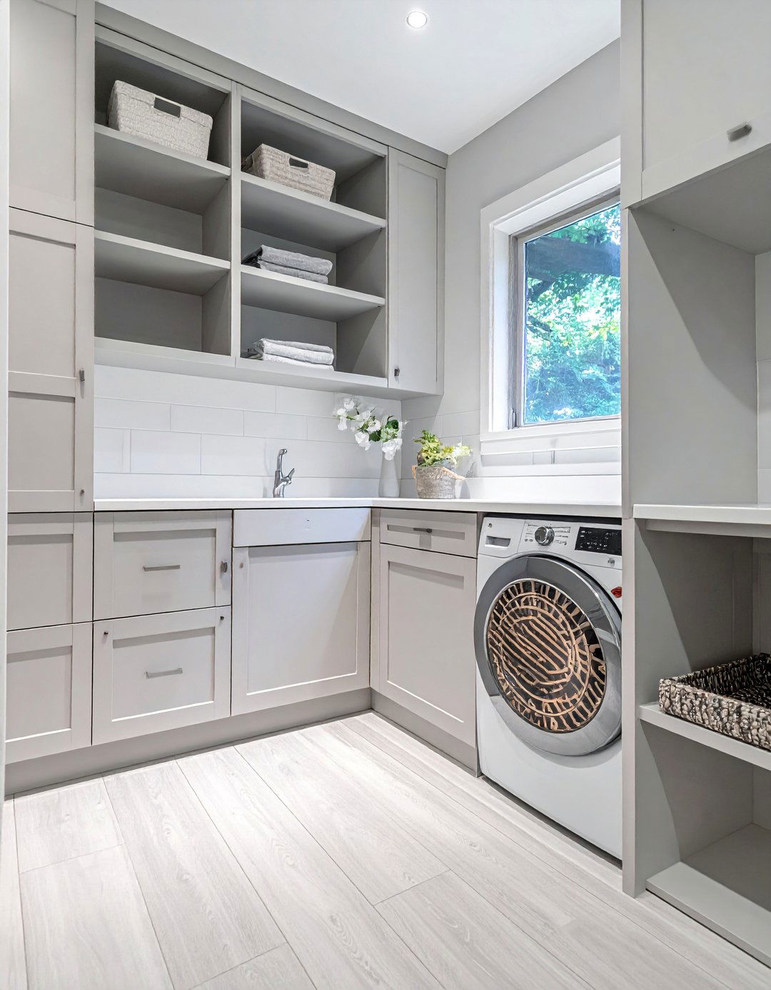 Custom Cabinet Surround Design - 15 Smart Small Laundry Room Ideas with Top Load Washer