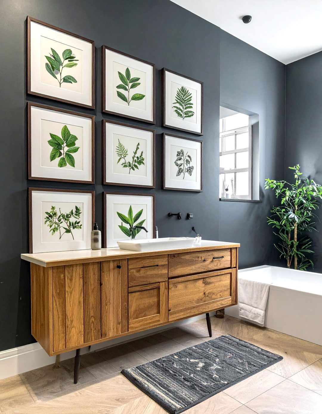 Dark Academia Bathroom with Botanical Prints - 20 Dark Academia Bathroom Ideas for a Dramatic Look