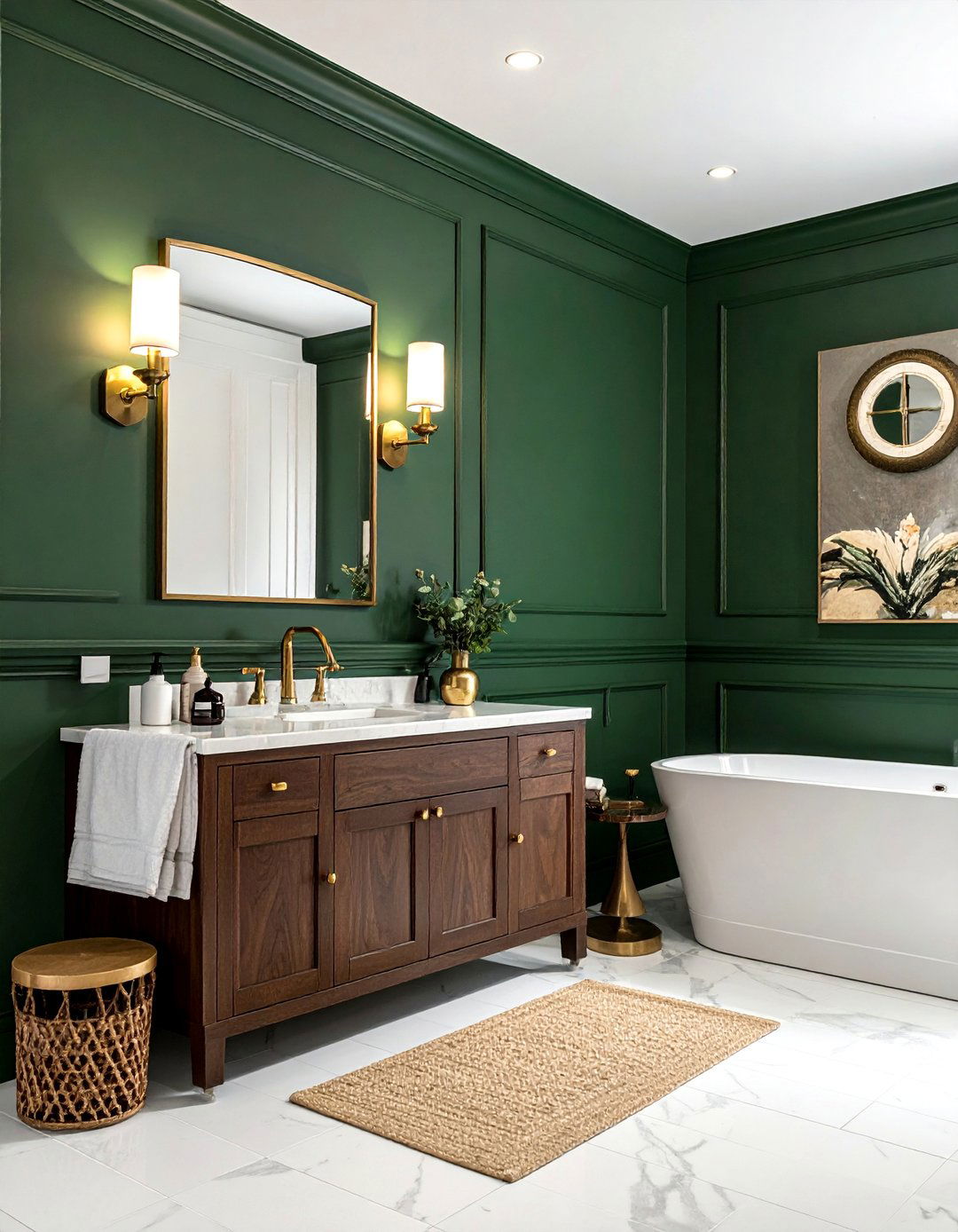 Dark Academia Bathroom with Moody Green Walls - 20 Dark Academia Bathroom Ideas for a Dramatic Look