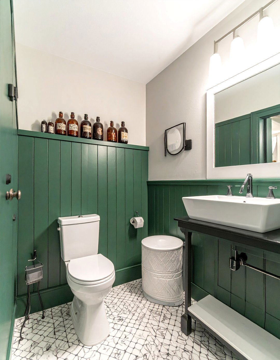 Dark Academia Bathroom with Moody Wall Paneling - 20 Dark Academia Bathroom Ideas for a Dramatic Look
