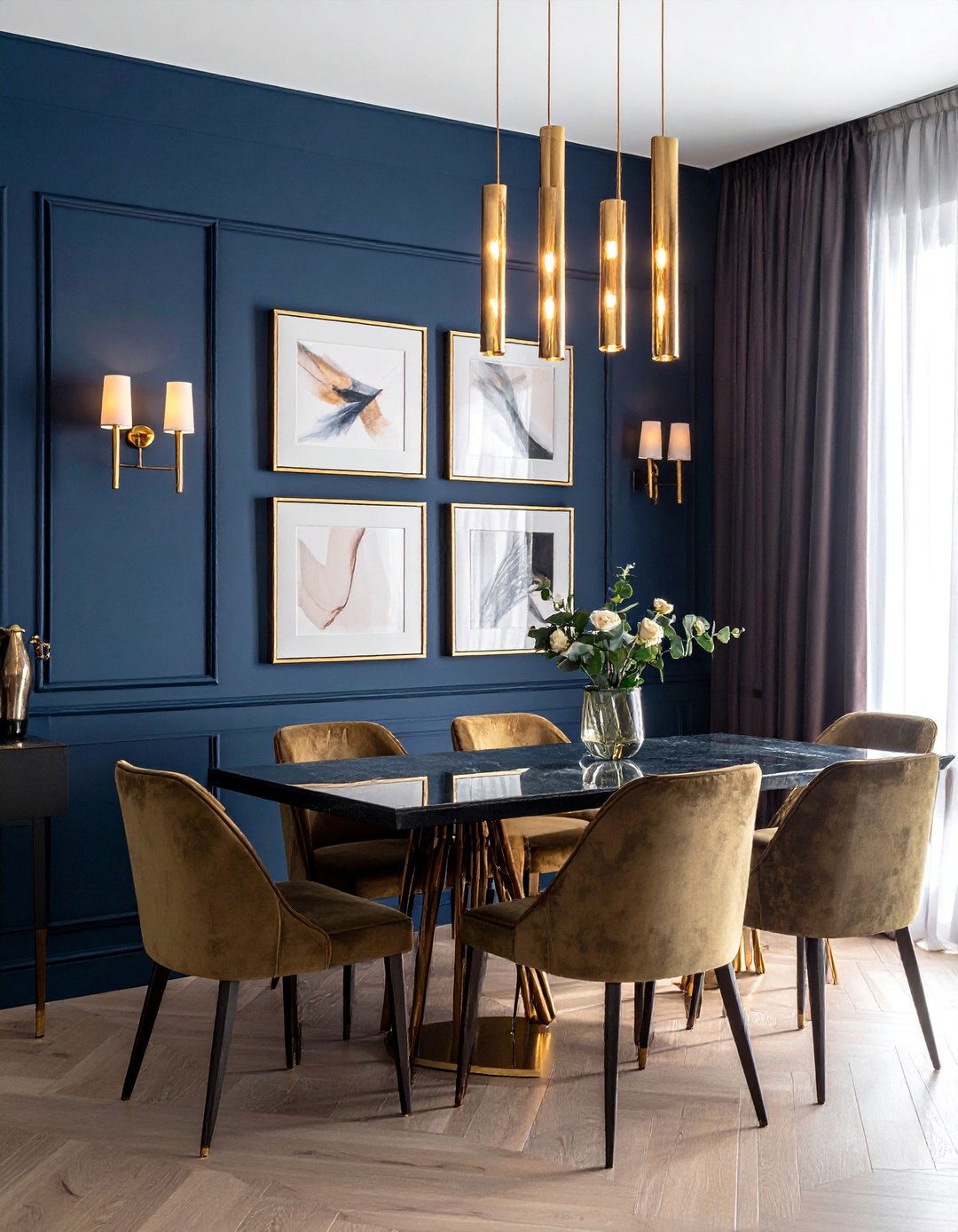 Dark Academia Dining Room Accented with Brass and Gold - 20 Dark Academia Dining Room Ideas for Elegance