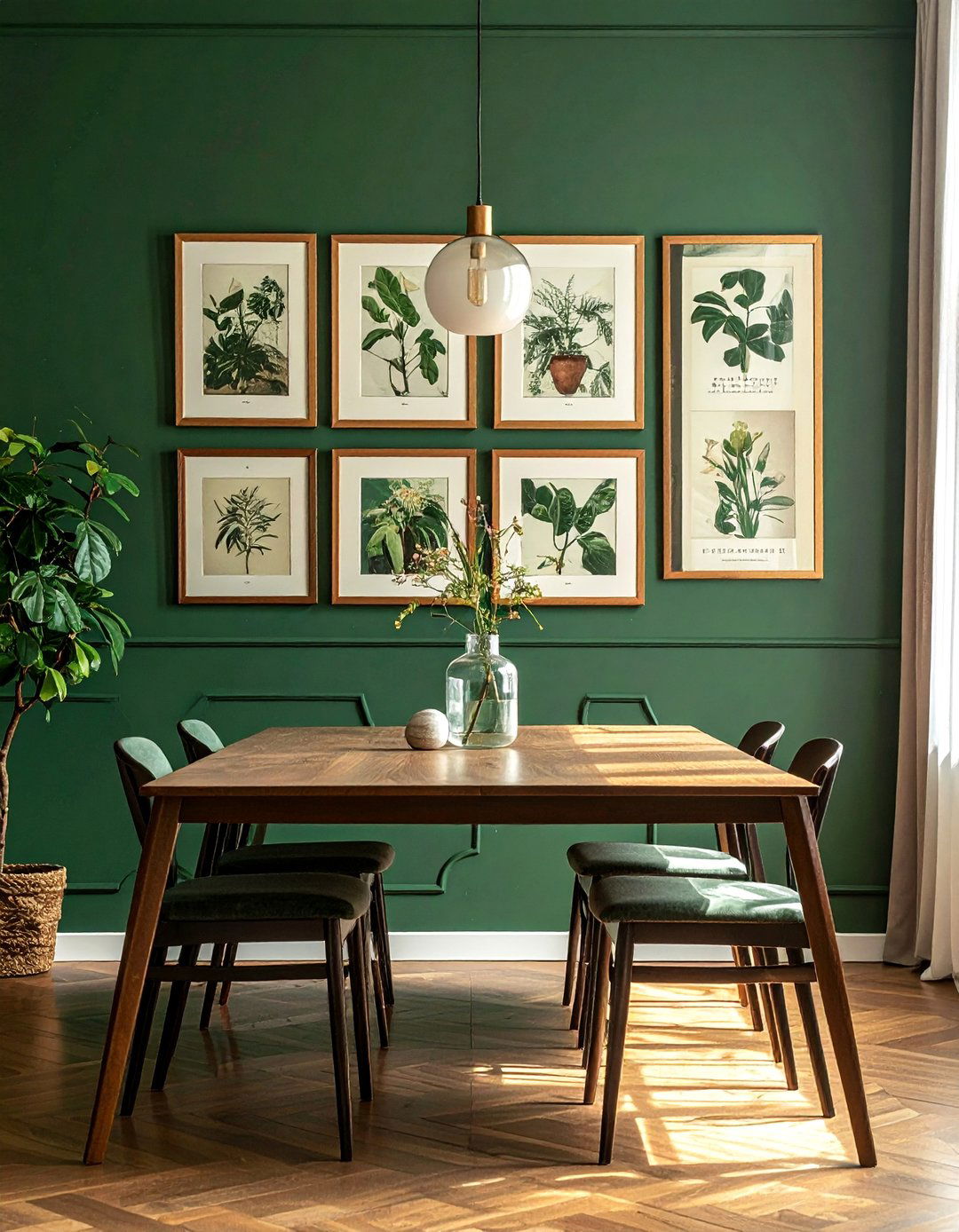 Dark Academia Dining Room Featuring Botanical Prints - 20 Dark Academia Dining Room Ideas for Elegance