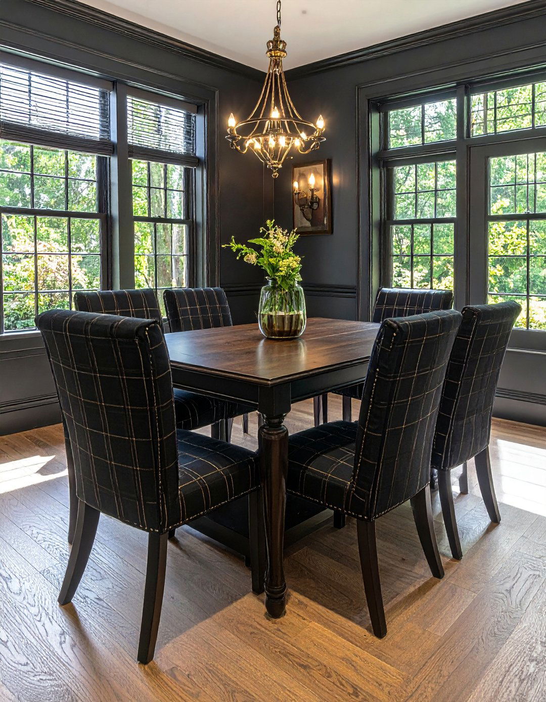 Dark Academia Dining Room Using Plaid Textiles - 20 Dark Academia Dining Room Ideas for Elegance