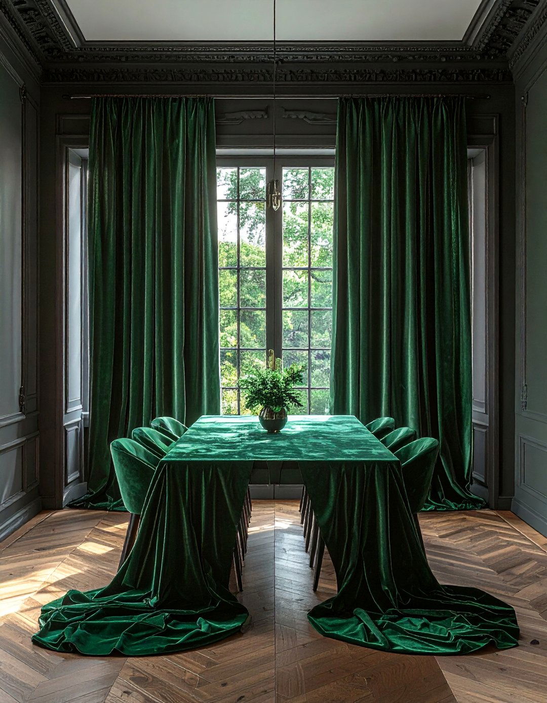 Dark Academia Dining Room with Heavy Velvet Curtains - 20 Dark Academia Dining Room Ideas for Elegance