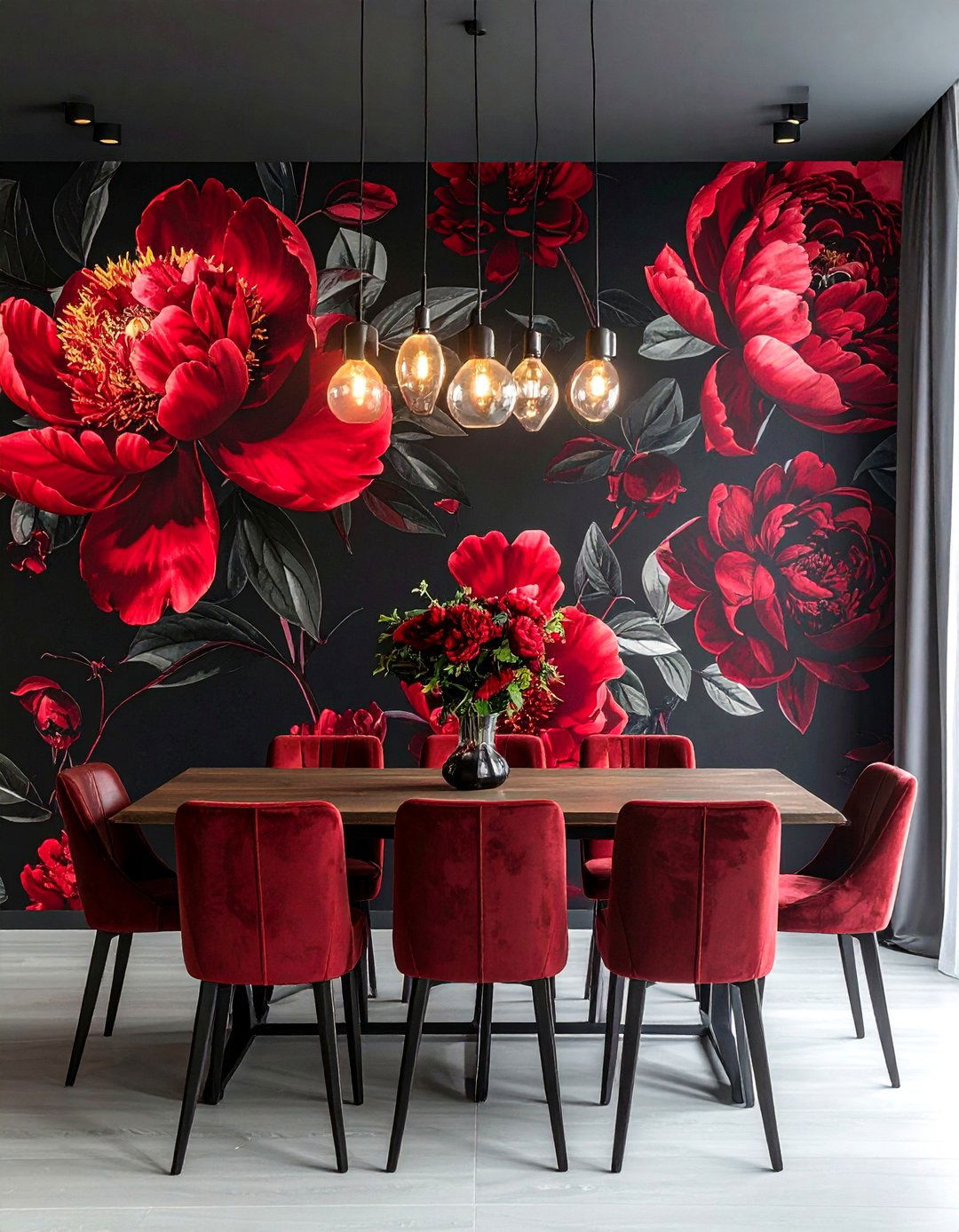 Dark Academia Dining Room with Moody Floral Wallpaper - 20 Dark Academia Dining Room Ideas for Elegance
