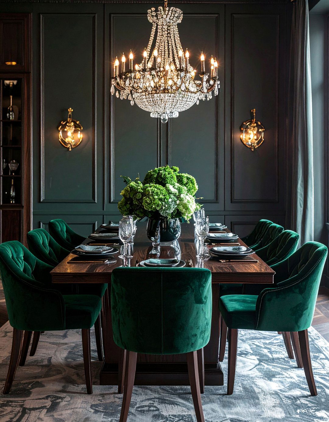 Dark Academia Dining Room with Velvet Upholstered Chairs - 20 Dark Academia Dining Room Ideas for Elegance