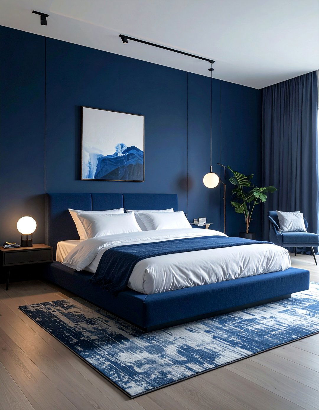 Dark Blue Bedroom with Minimalist Decor - 30 Dark Blue Bedroom Ideas for a Serene and Stylish Space