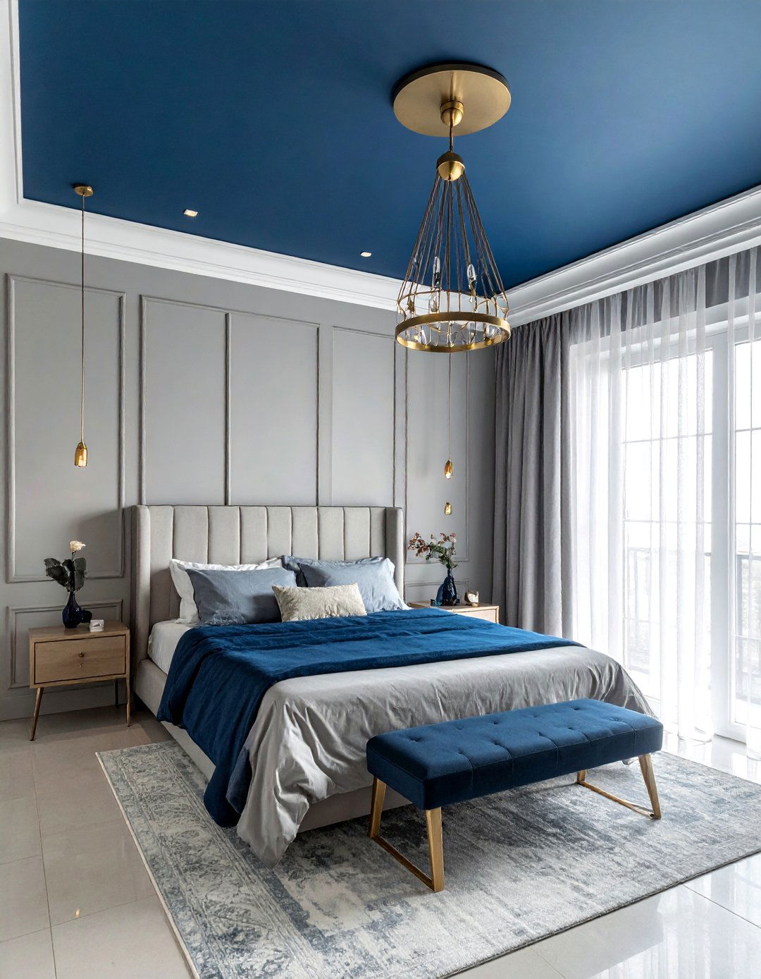 Dark Blue Painted Bedroom Ceiling - 30 Dark Blue Bedroom Ideas for a Serene and Stylish Space